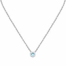 Trussardi Módní ocelový náhrdelník s modrým krystalem T-Logo TJAXC109