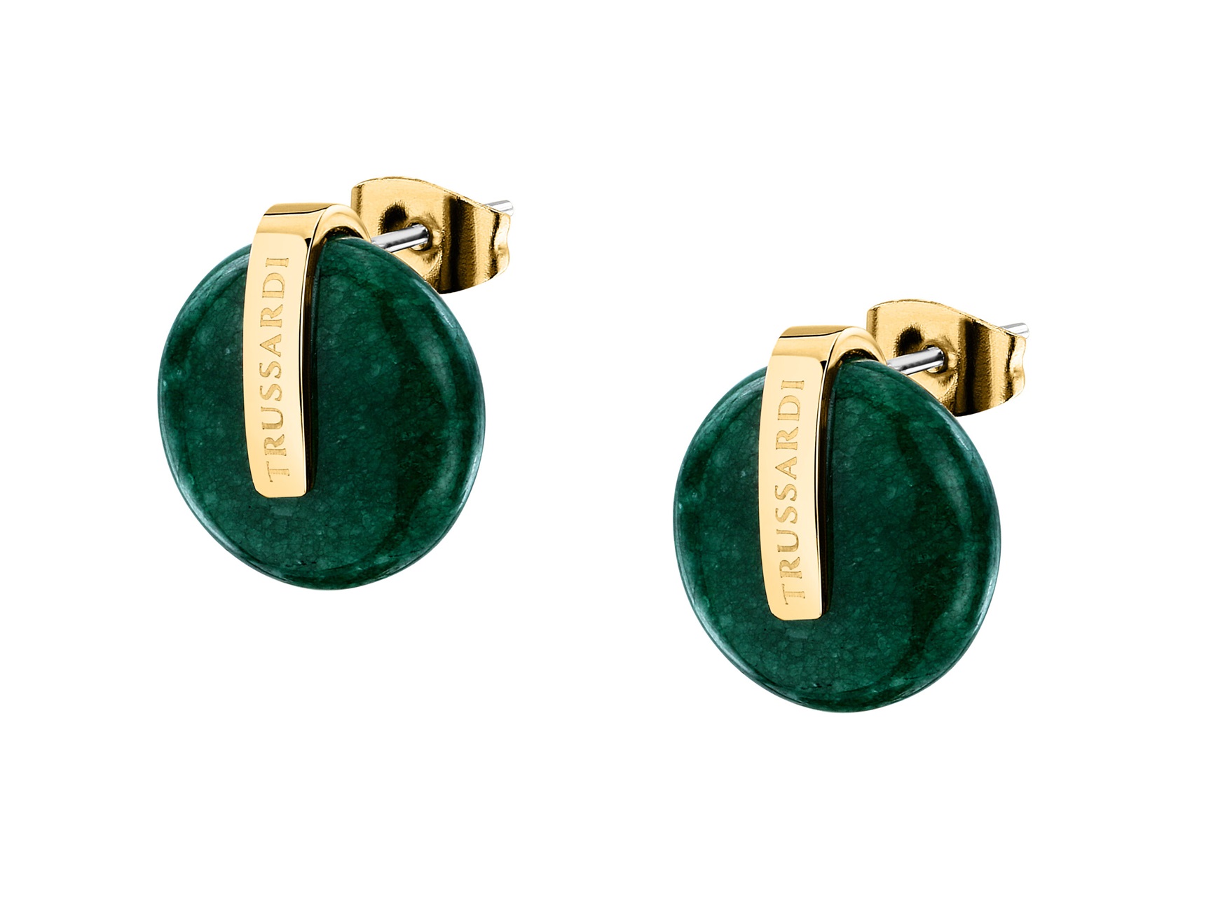 Trussardi Módní pozlacené náušnice s achátem T-Round TJAYF12