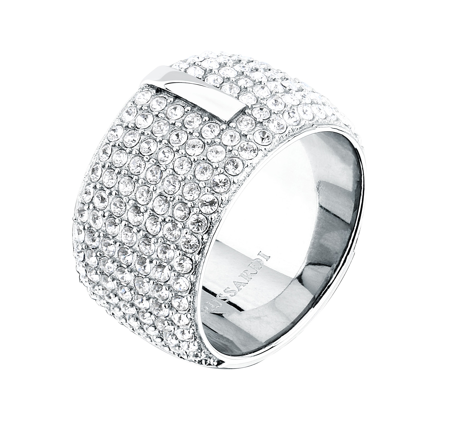 Trussardi Nepřehlédnutelný dámský prsten s krystaly T-Round TJAYF1801 52 mm
