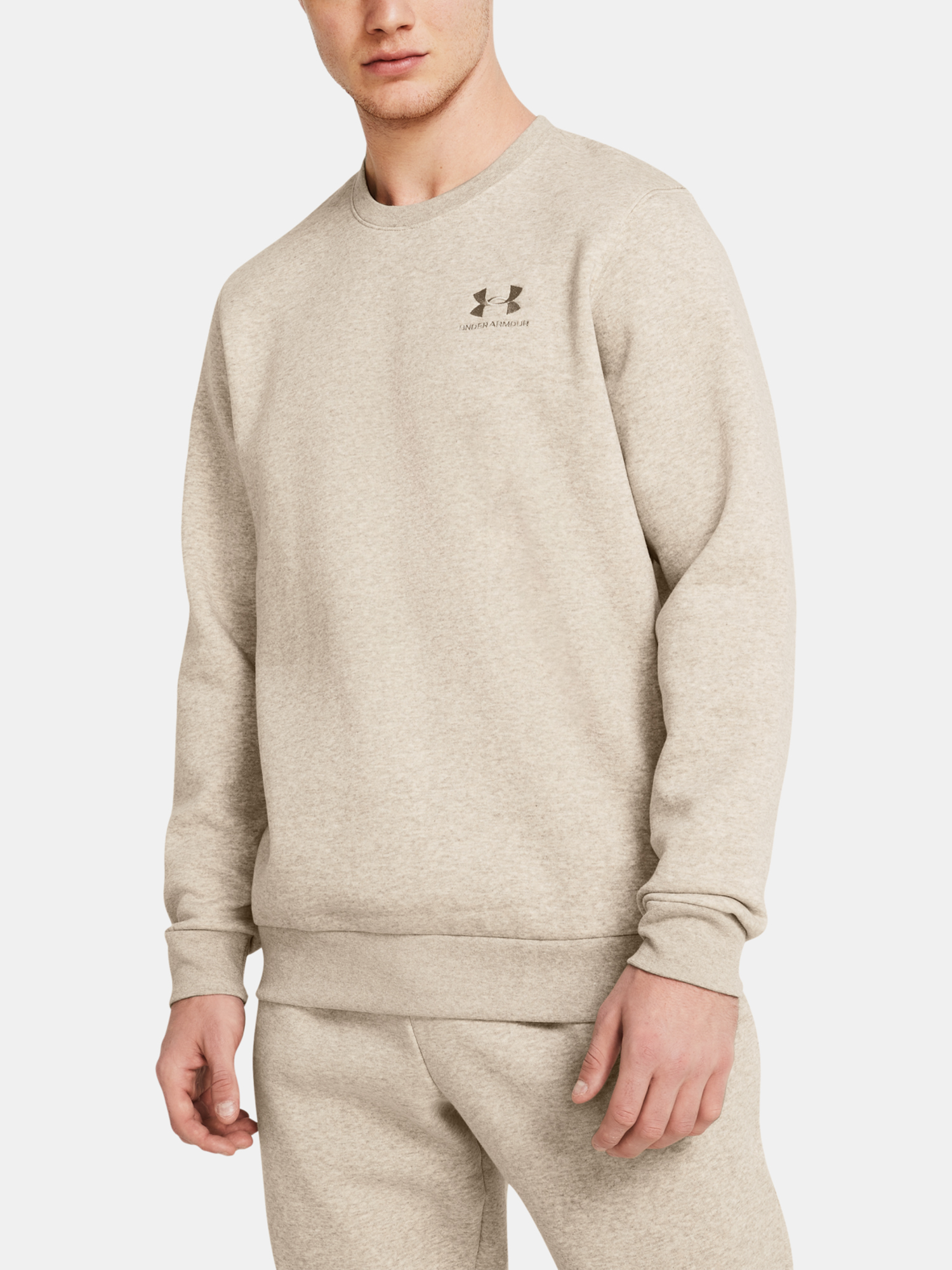 Under Armour Mikina UA Essential Fleece Crew-BRN - Pánské