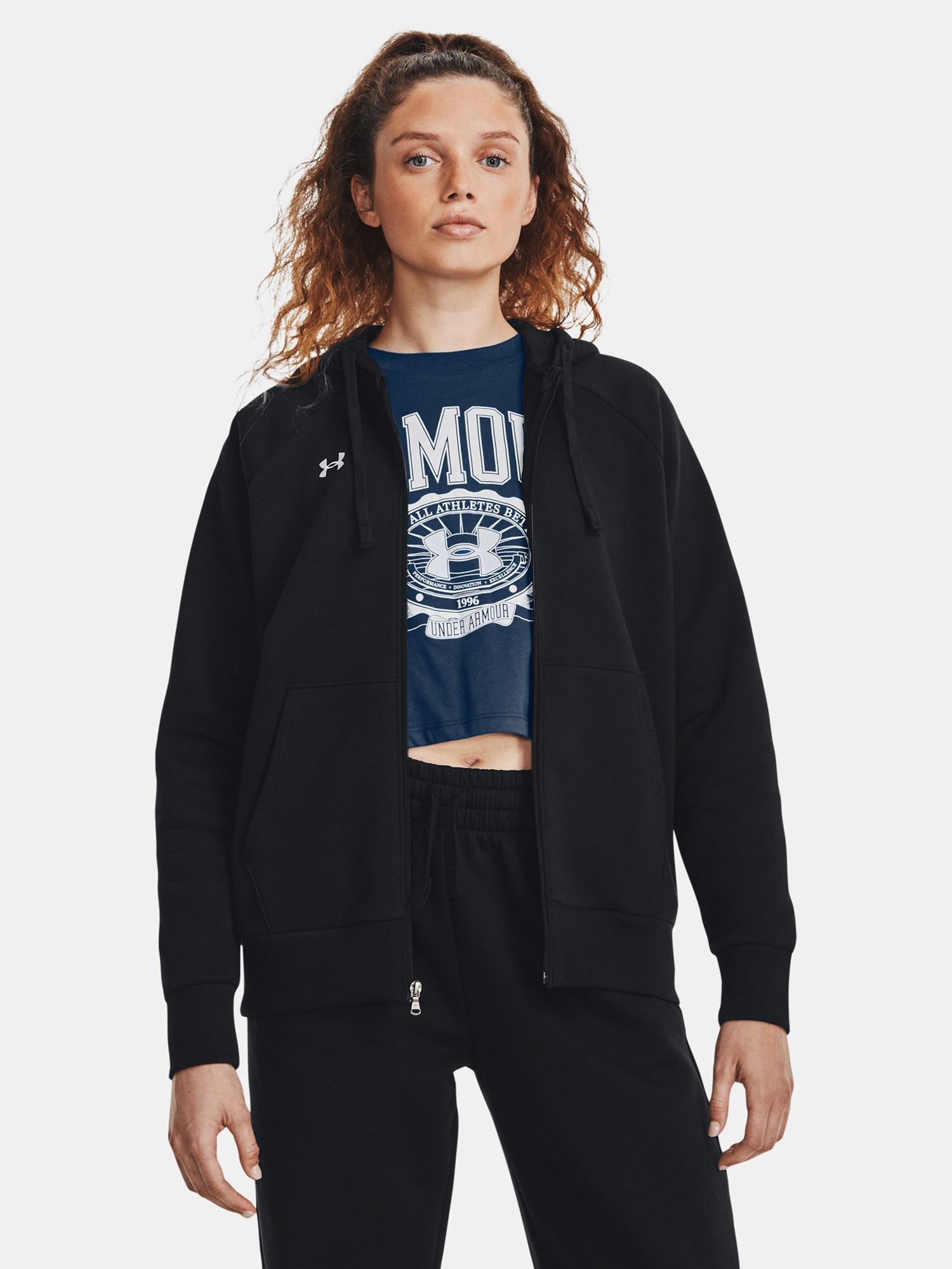 Under Armour Mikina UA Rival Fleece FZ Hoodie-BLK - Dámské