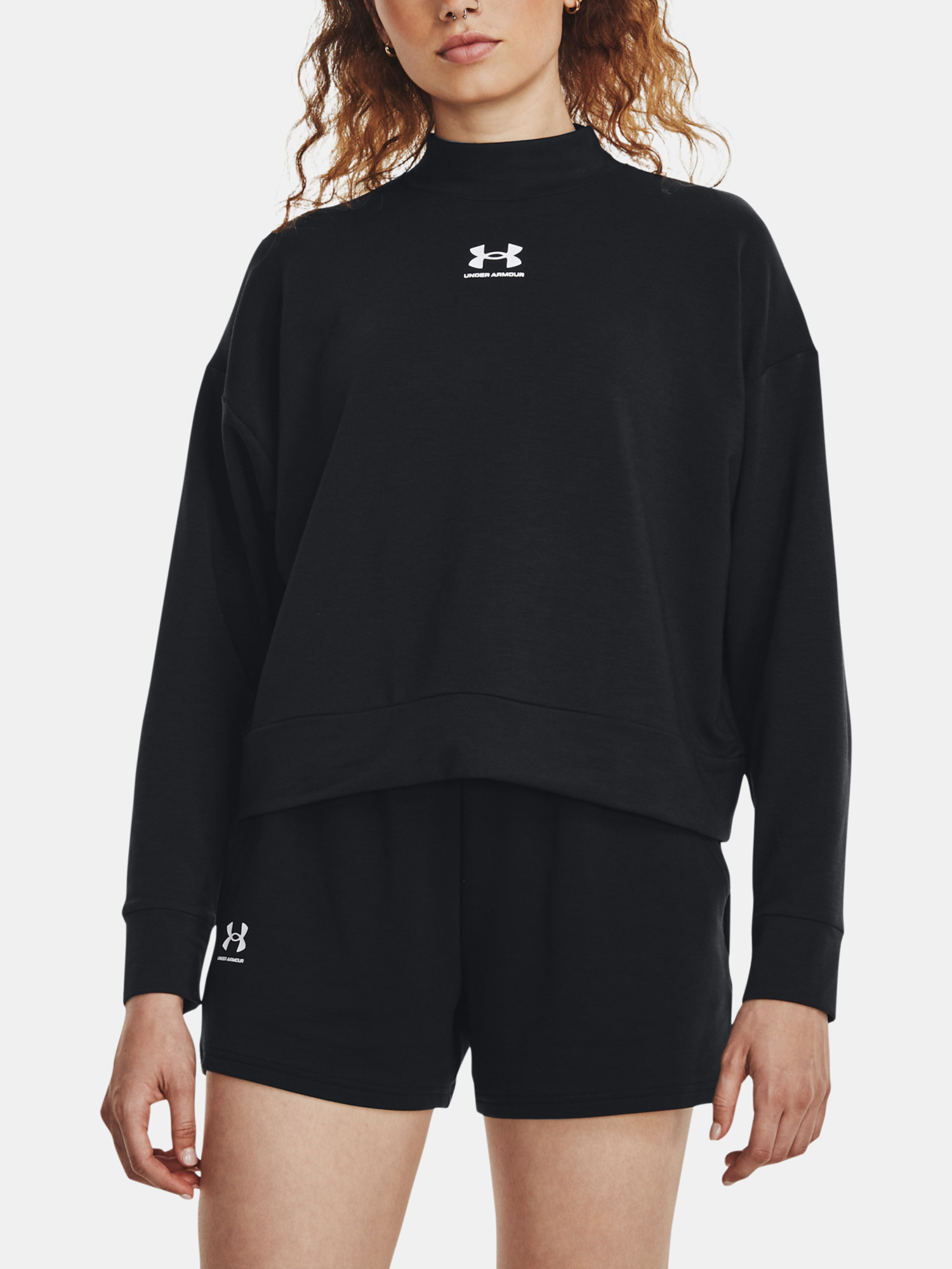 Under Armour Mikina UA Rival Terry Mock Crew-BLK - Dámské