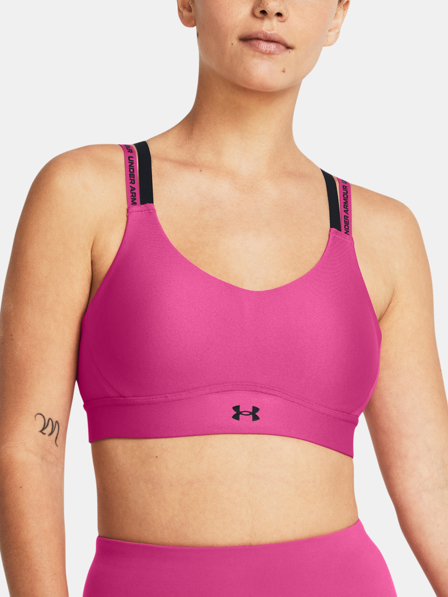 Under Armour Podprsenka UA Infinity Mid 2.0 Rib Bra-PNK - Dámské