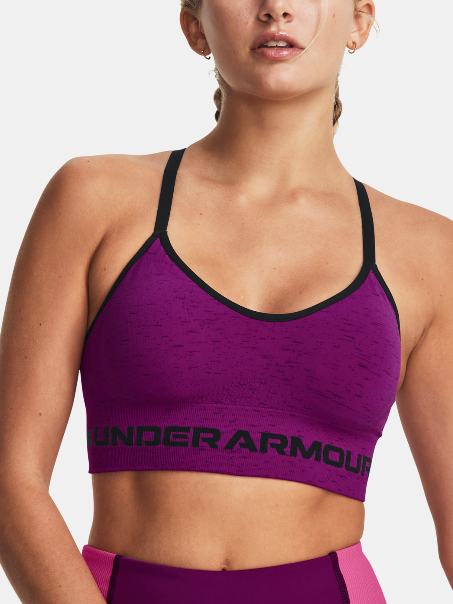 Under Armour Podprsenka UA Seamless Low Long Htr Bra-PPL - Dámské