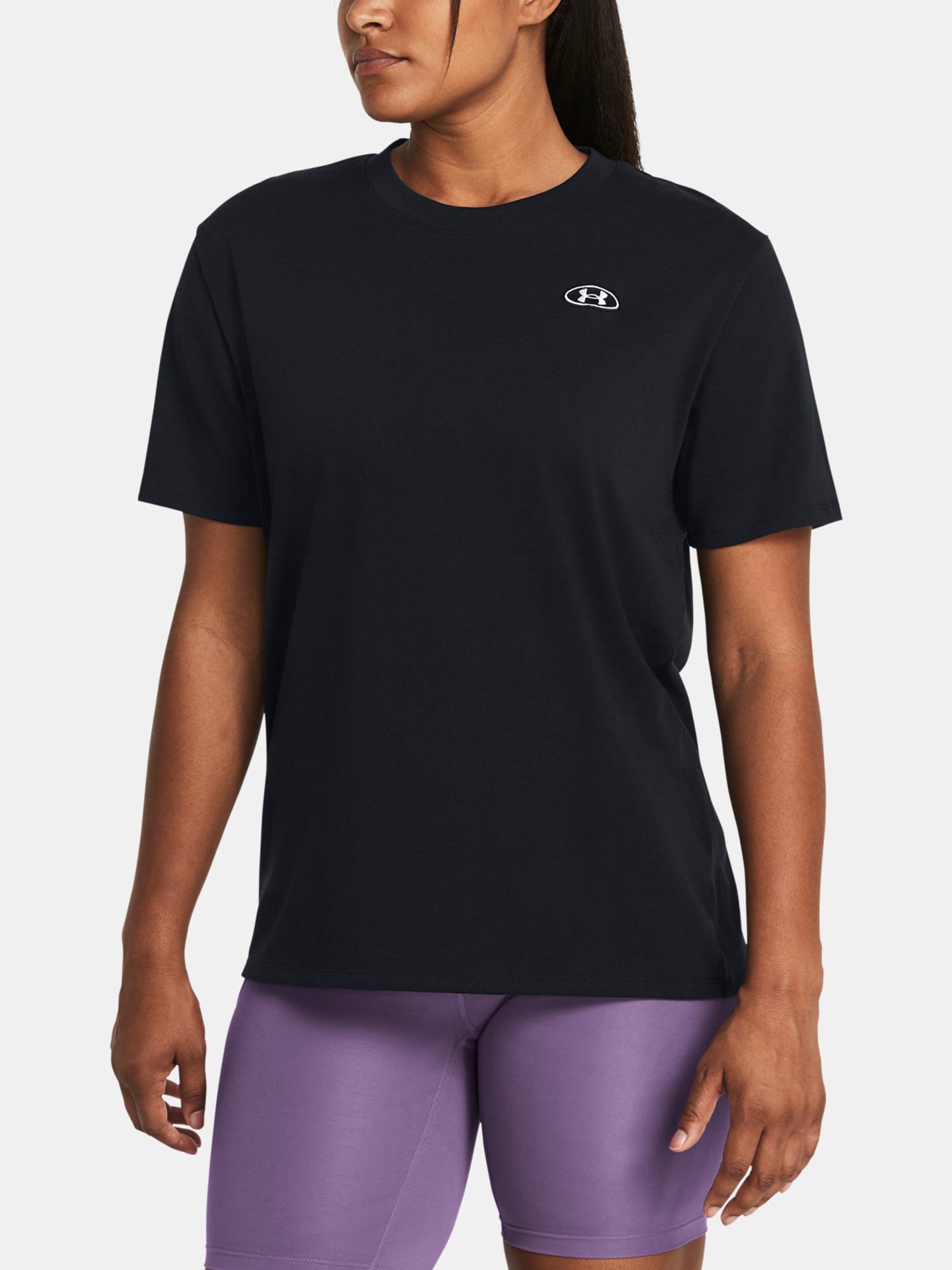 Under Armour Tričko UA HW Embroid Patch BFOS SS-BLK - Dámské