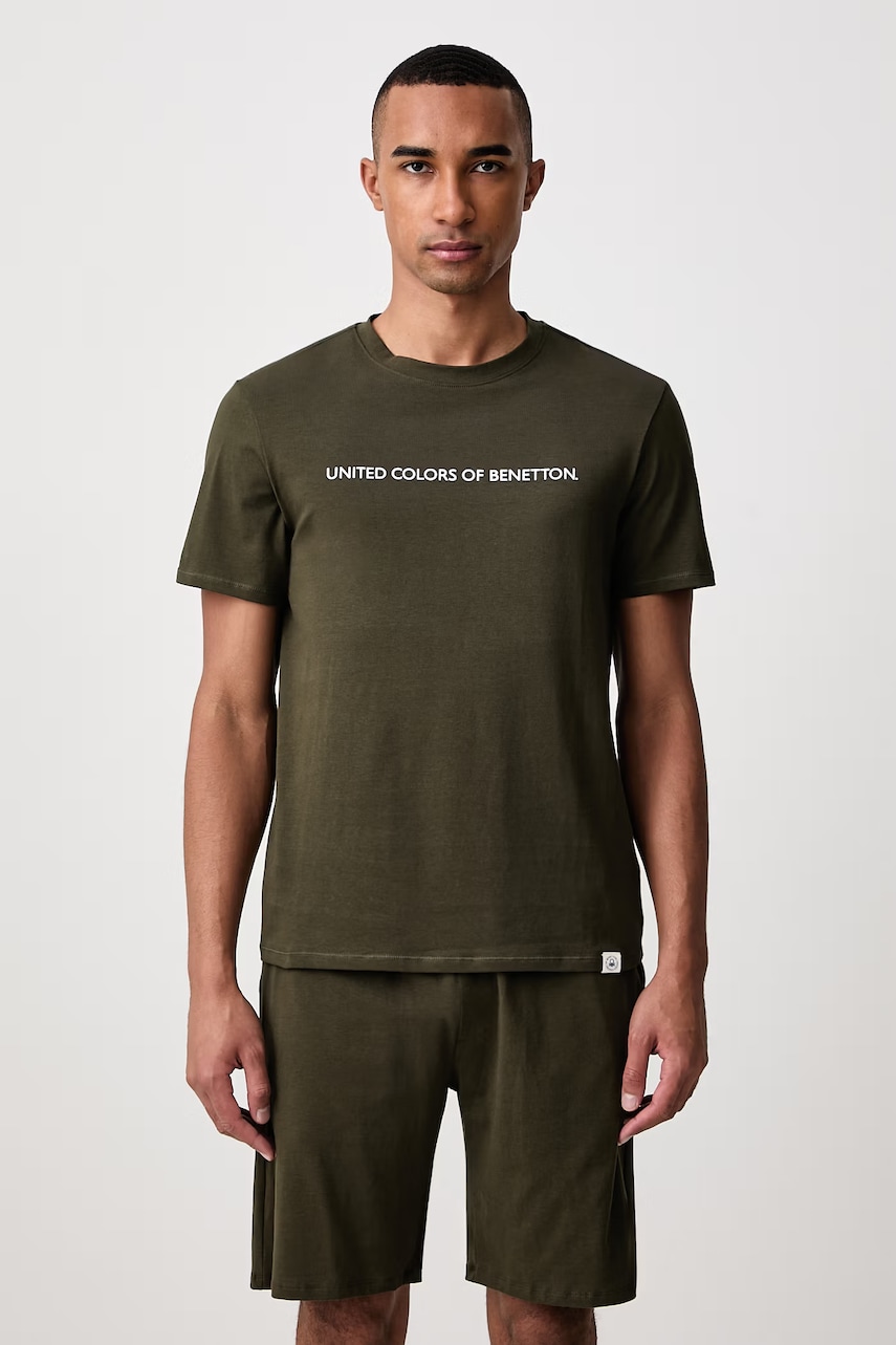 United Colors of Benetton  dvoudílné pyžamo pánské bavlněné s elastanem