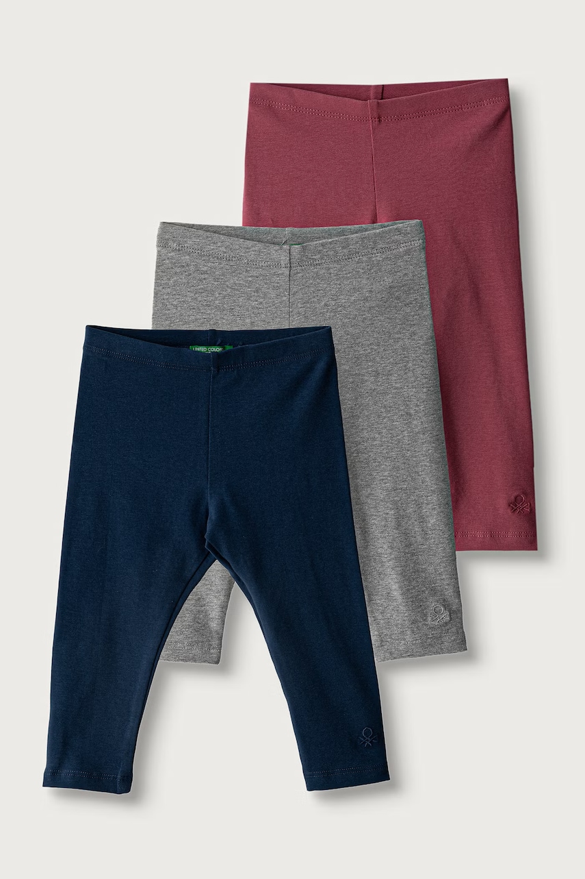 United Colors of Benetton  legíny dětské bavlněné s elastanem 3-pack