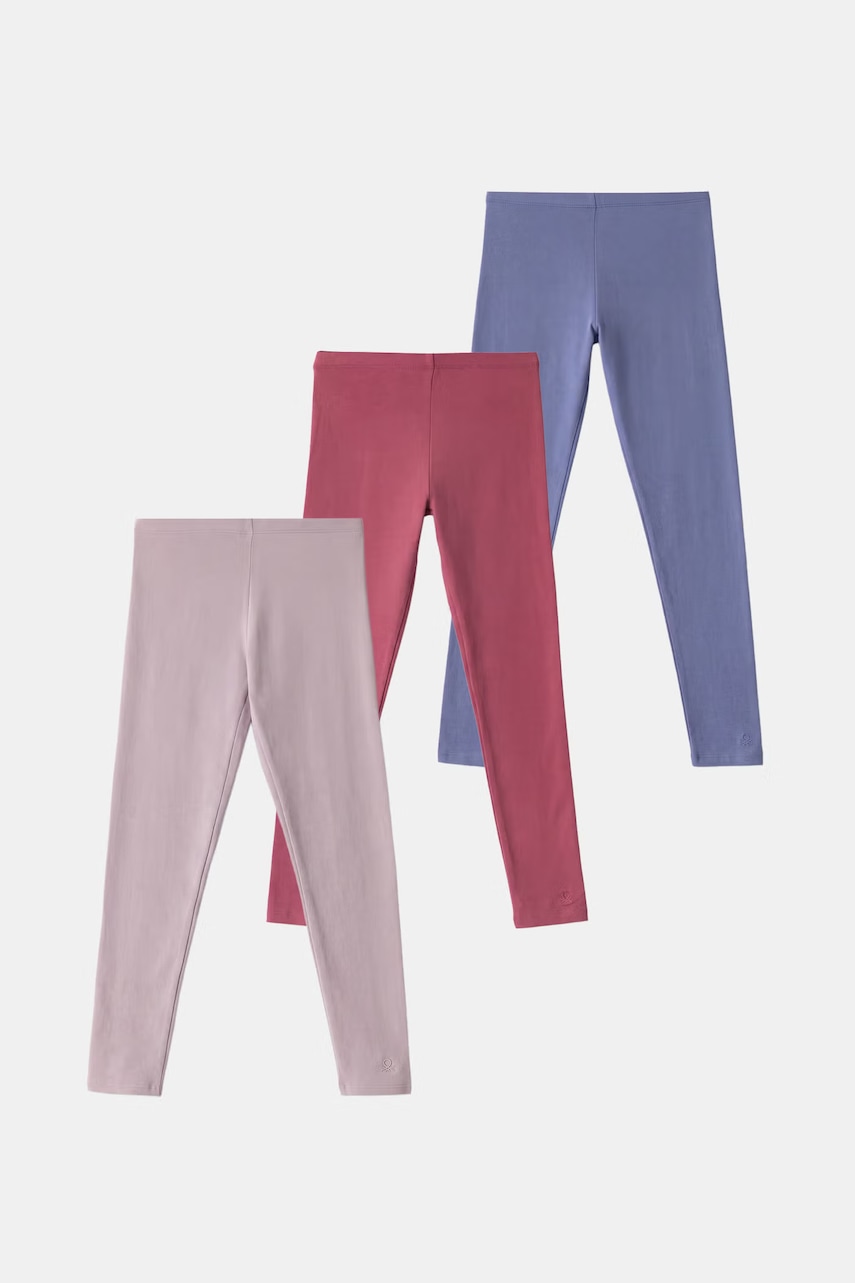 United Colors of Benetton  legíny dětské bavlněné s elastanem 3-pack