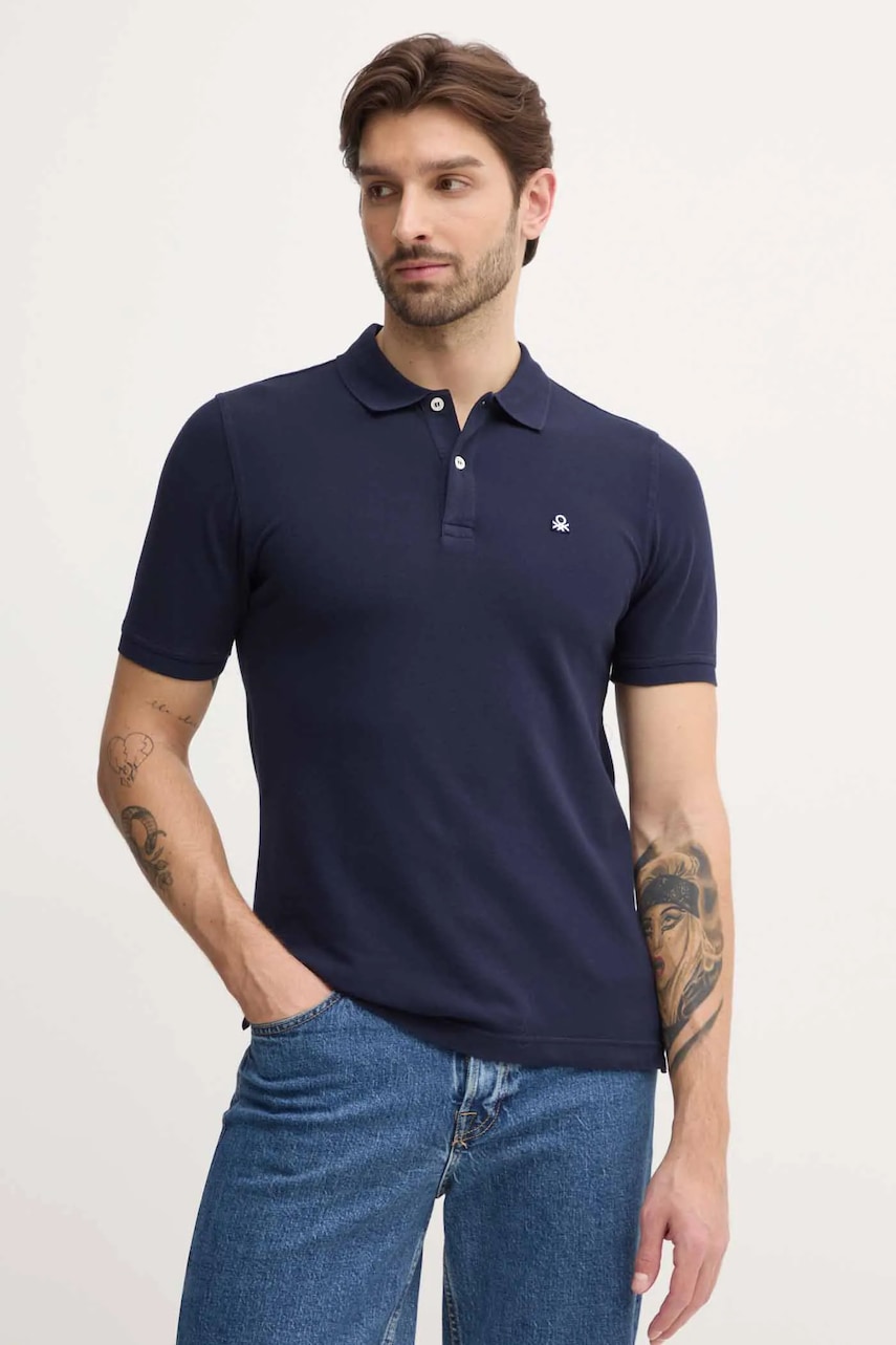 United Colors of Benetton  polo pánské bavlněné s elastanem