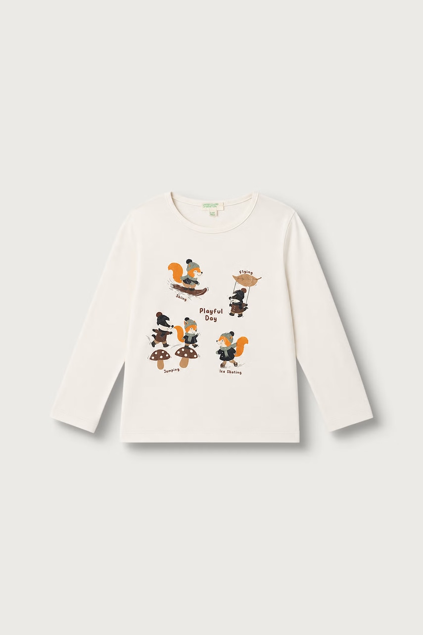 United Colors of Benetton  tričko s dlouhým rukávem kojenecké bavlněné