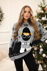 Vánoční svetr s Santa Claus šedou