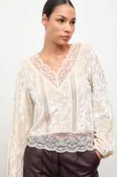 Velurová halenka Answear.LAB dámská, béžová barva, hladká