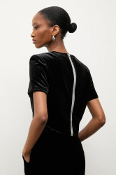 Velurová halenka Answear.LAB dámská, černá barva, hladká