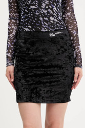 Velurová sukně Karl Lagerfeld Jeans černá barva, mini, A4W12003