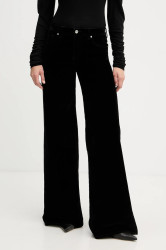 Velurové kalhoty Armani Exchange dámské, černá barva, high waist, XW001184 AF16093