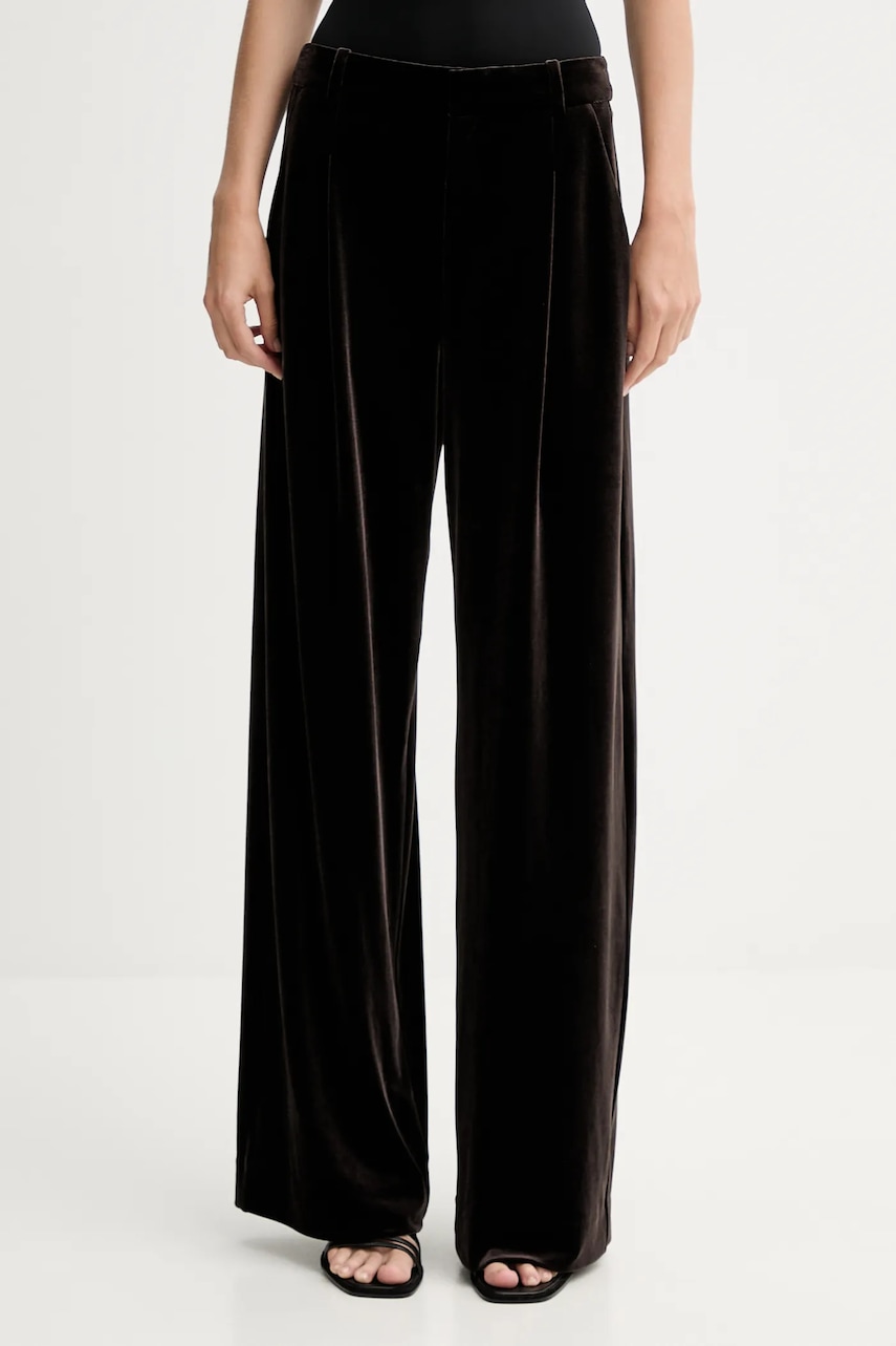 Velurové kalhoty Gestuz dámské, hnědá barva, široké, high waist, 10910718