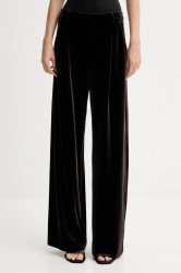 Velurové kalhoty Gestuz dámské, hnědá barva, široké, high waist, 10910718