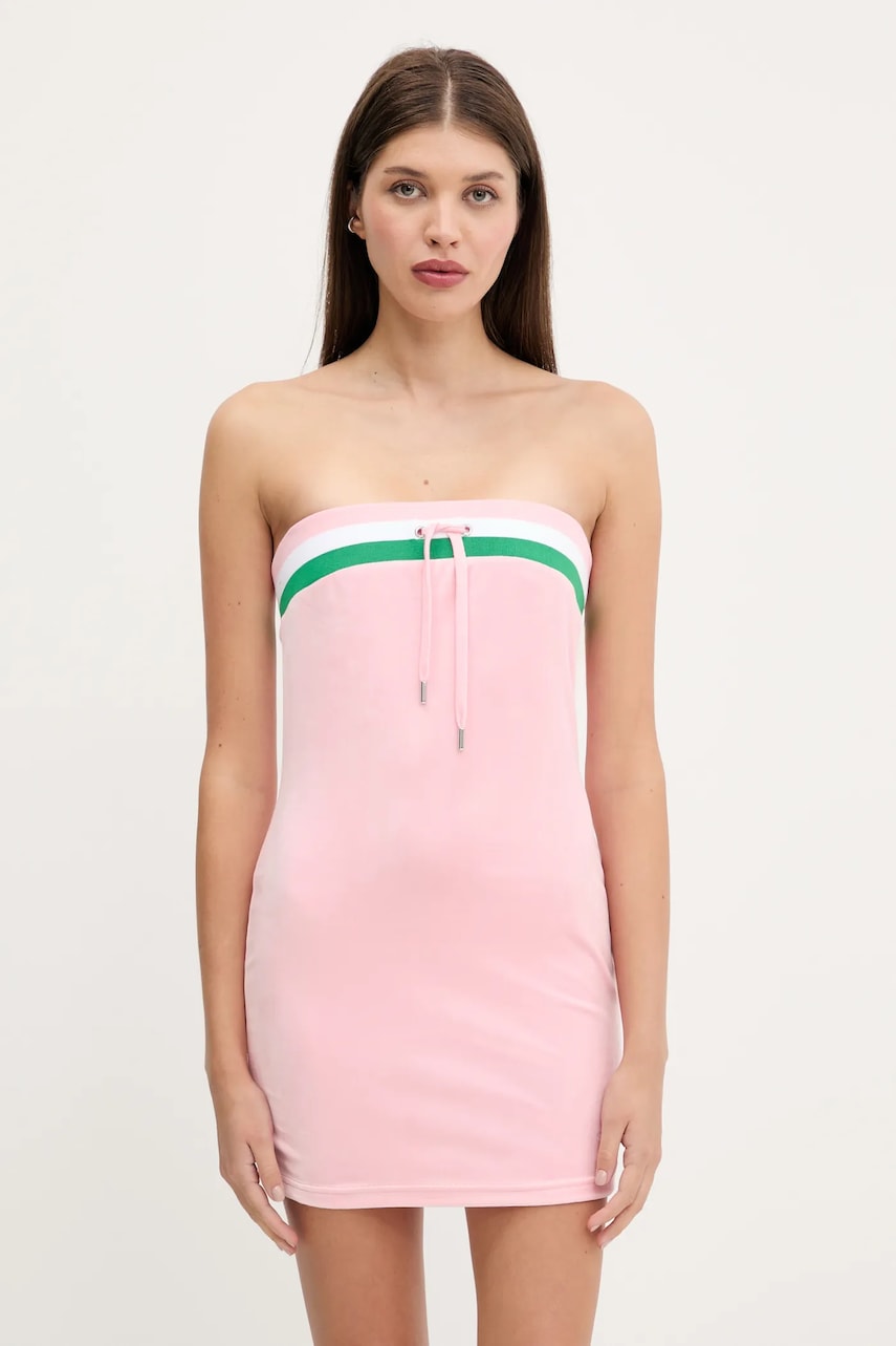 Velurové šaty Juicy Couture VELOUR STRIPE TUBE DRESS