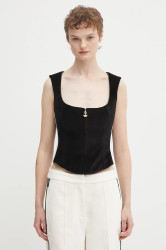 Velurový top adidas Originals Velvet černá barva, KF4693