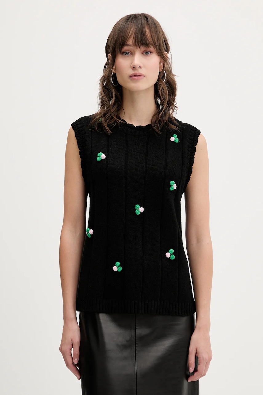 Vesta s přídavkem vlny Stine Goya černá barva, SG-AW25-K043-2359