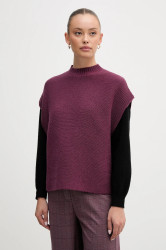 Vesta s přídavkem vlny United Colors of Benetton fialová barva, s pologolfem, 1244D10EF