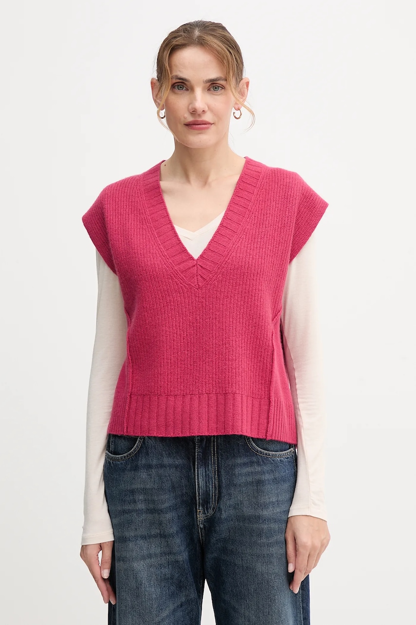 Vesta s přídavkem vlny United Colors of Benetton růžová barva, 126WD4033