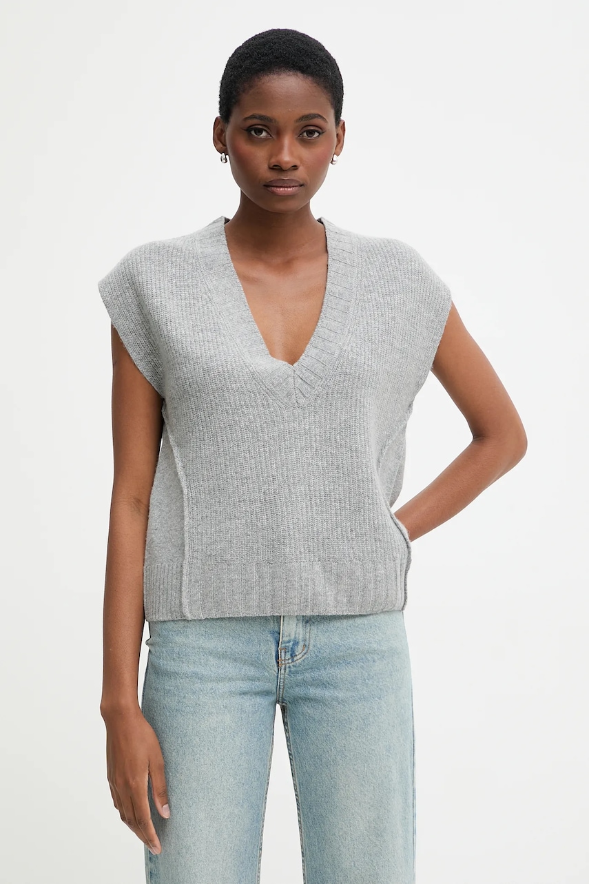 Vesta s přídavkem vlny United Colors of Benetton šedá barva, 126WD4033