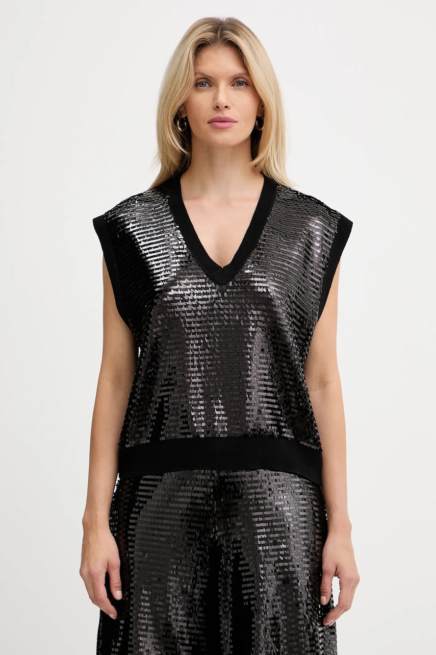 Vesta s příměsí vlny Armani Exchange dámská, černá barva, XW001325 AF16682