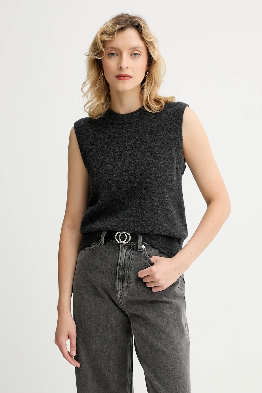 Vesta s příměsí vlny Marc O'Polo dámská, šedá barva, 5000006924