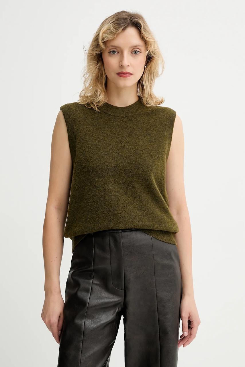 Vesta s příměsí vlny Marc O'Polo dámská, zelená barva, 5000006924