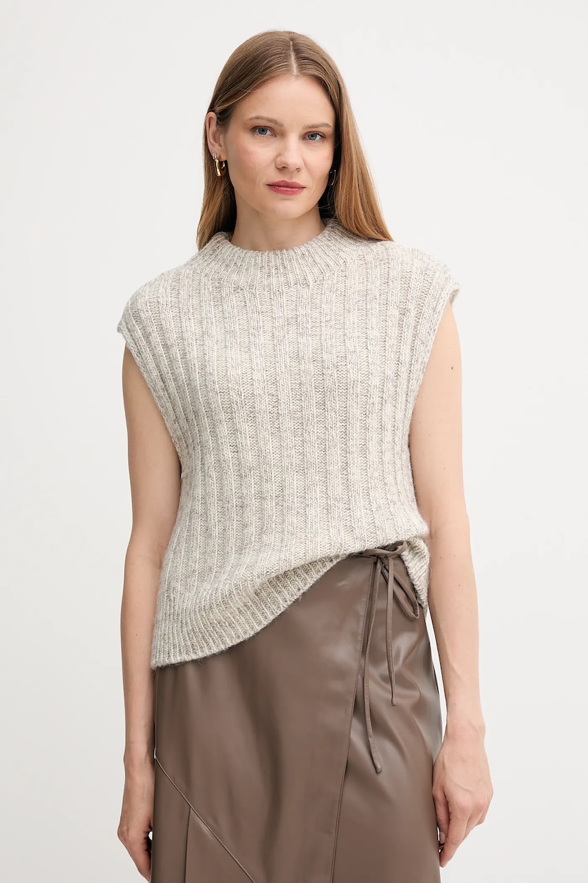 Vesta s vlnou Barbour ANASTASIA dámská, béžová barva, LKN1664