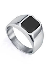 Viceroy Moderní ocelový prsten s onyxem Magnum 15167A02 59 mm