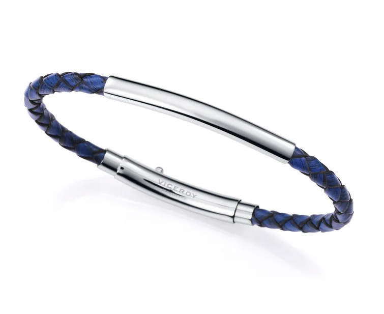 Viceroy Modrý kožený náramek pro muže Magnum 15163P01013