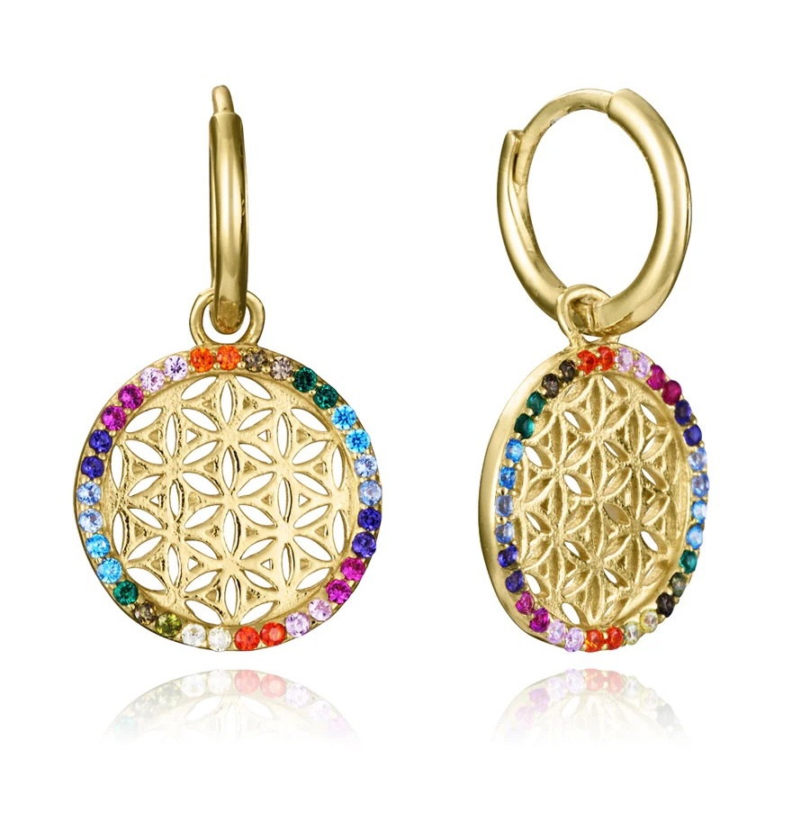 Viceroy Výrazné pozlacené náušnice 2v1 s barevnými zirkony 15123E100-39