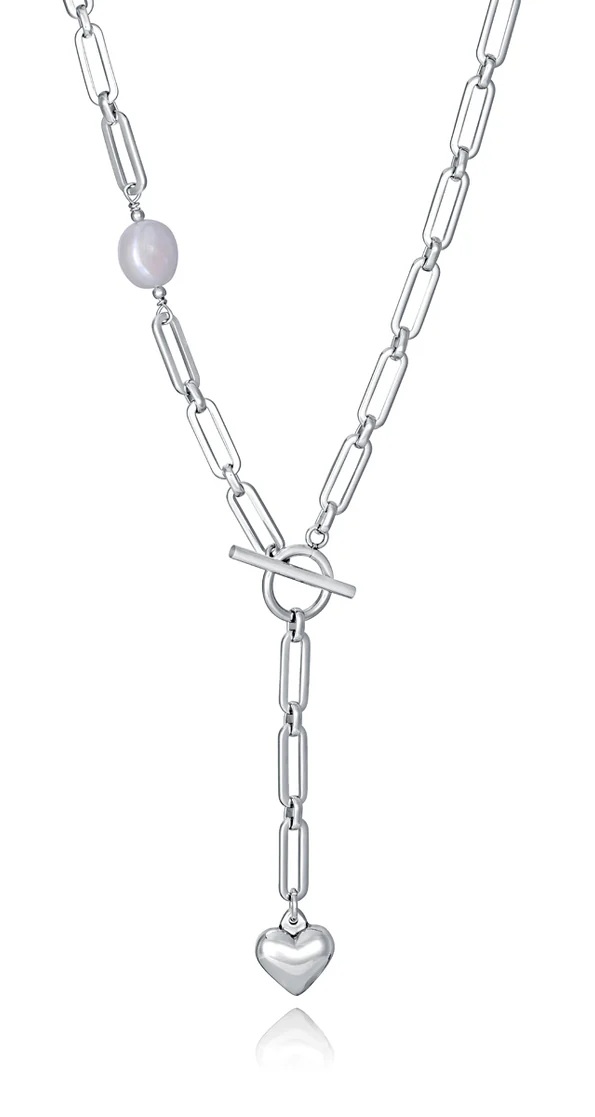 Viceroy Výrazný ocelový náhrdelník s pravou perlou Chic 14205C01000