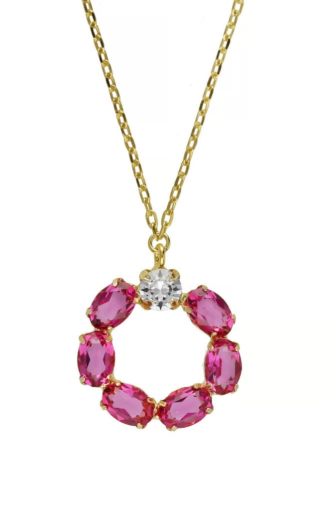 Victoria Cruz Moderní pozlacený náhrdelník s krystaly Harmony A4687-21DG