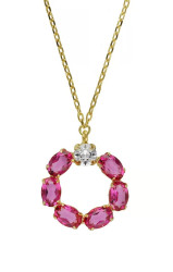 Victoria Cruz Moderní pozlacený náhrdelník s krystaly Harmony A4687-21DG