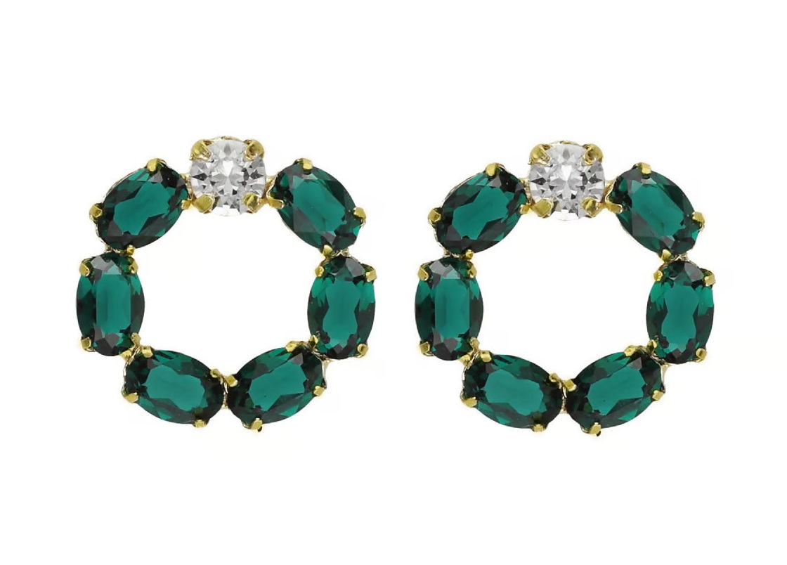 Victoria Cruz Oslnivé náušnice se zelenými krystaly Harmony A4688-20DT