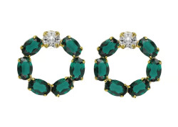 Victoria Cruz Oslnivé náušnice se zelenými krystaly Harmony A4688-20DT