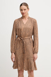 Viskózové šaty Marc Aurel hnědá barva, mini, oversize, 6577-1000-24812