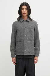 Vlněná bunda A.P.C. veste emile logo šedá barva, přechodná, WVBEH.H32029