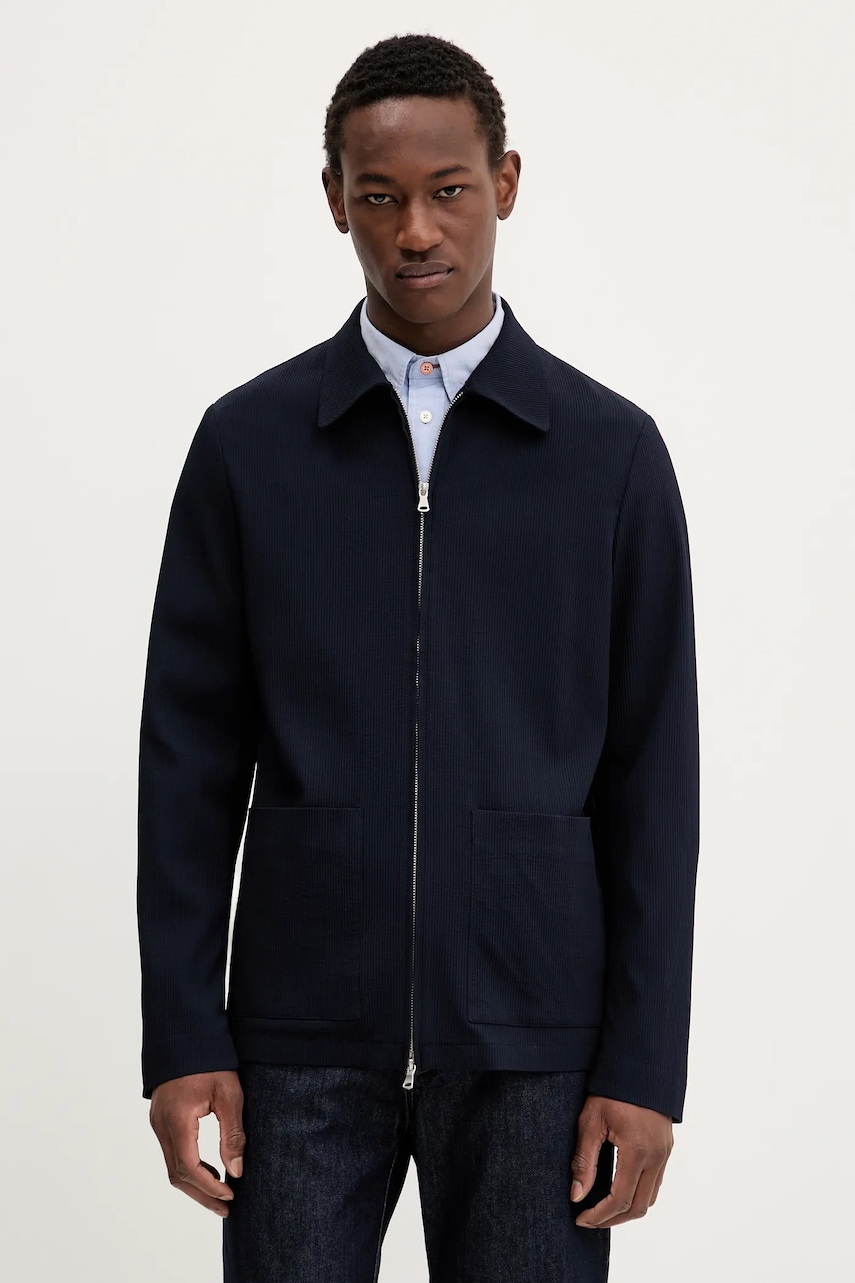 Vlněná bunda BARENA VENEZIA Camicia Mola tmavomodrá barva, přechodná, OSU5065.494