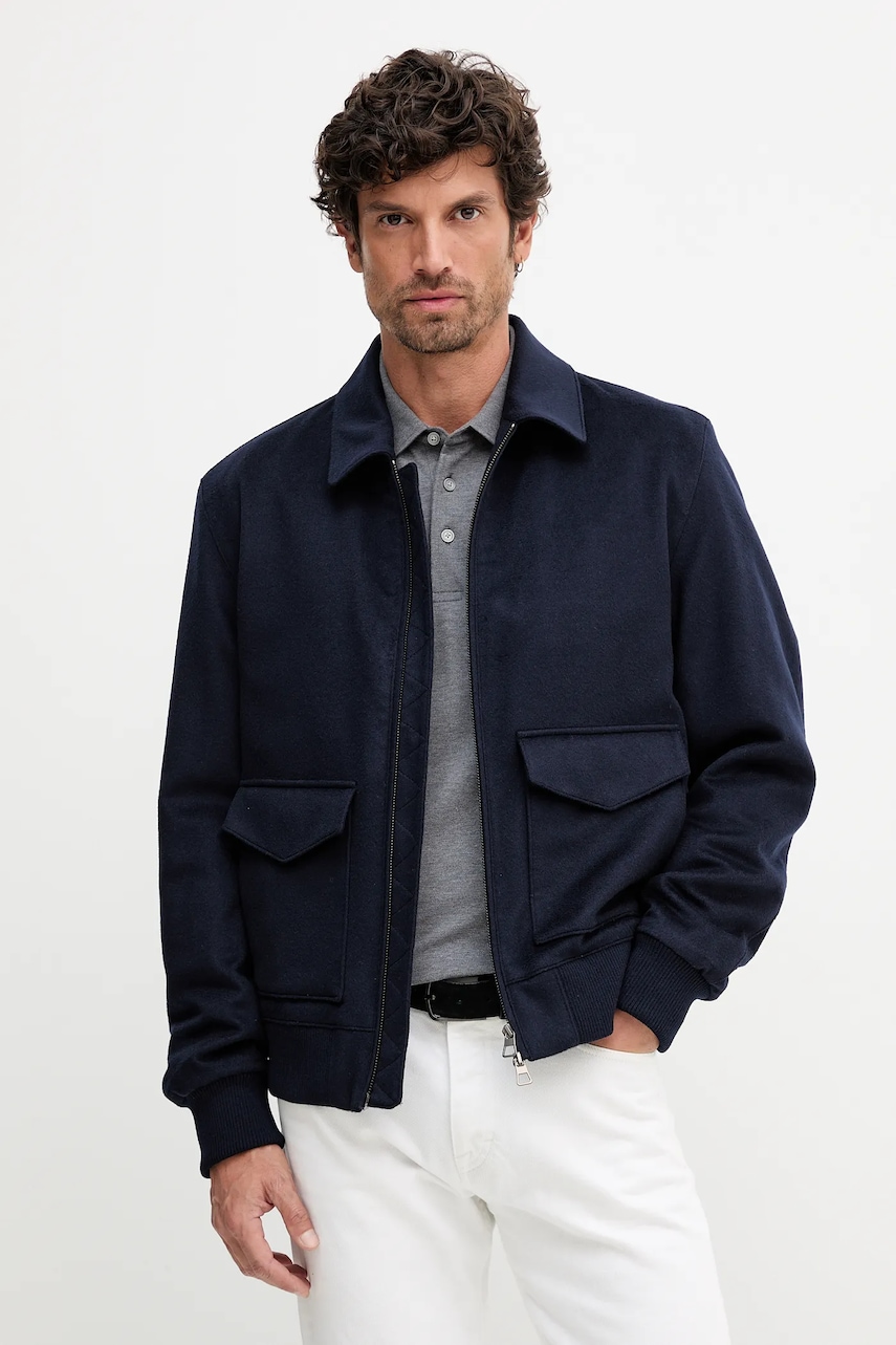 Vlněná bunda BOSS BECKHAM X BOSS tmavomodrá barva, přechodná, 50555817