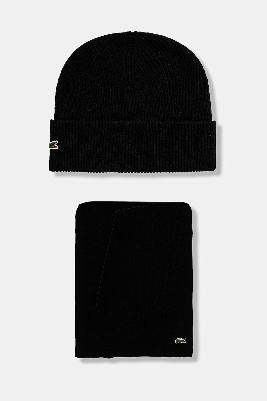 Vlněná čepice a šála Lacoste