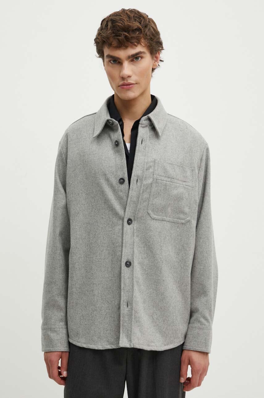 Vlněná košile A.P.C. surchemise basile brodee poitrine