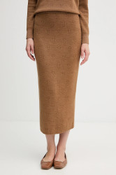 Vlněná sukně Gant hnědá barva, midi, pouzdrová, 4400204