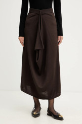 Vlněná sukně Liviana Conti hnědá barva, midi, L5WA28