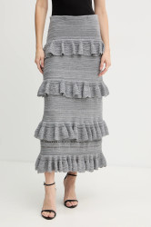 Vlněná sukně Luisa Spagnoli šedá barva, midi, 100223