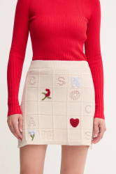 Vlněná sukně Twinset béžová barva, mini, 252TP3311