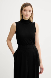 Vlněná vesta MICHAEL Michael Kors dámská, černá barva, s pologolfem, MT561904VR